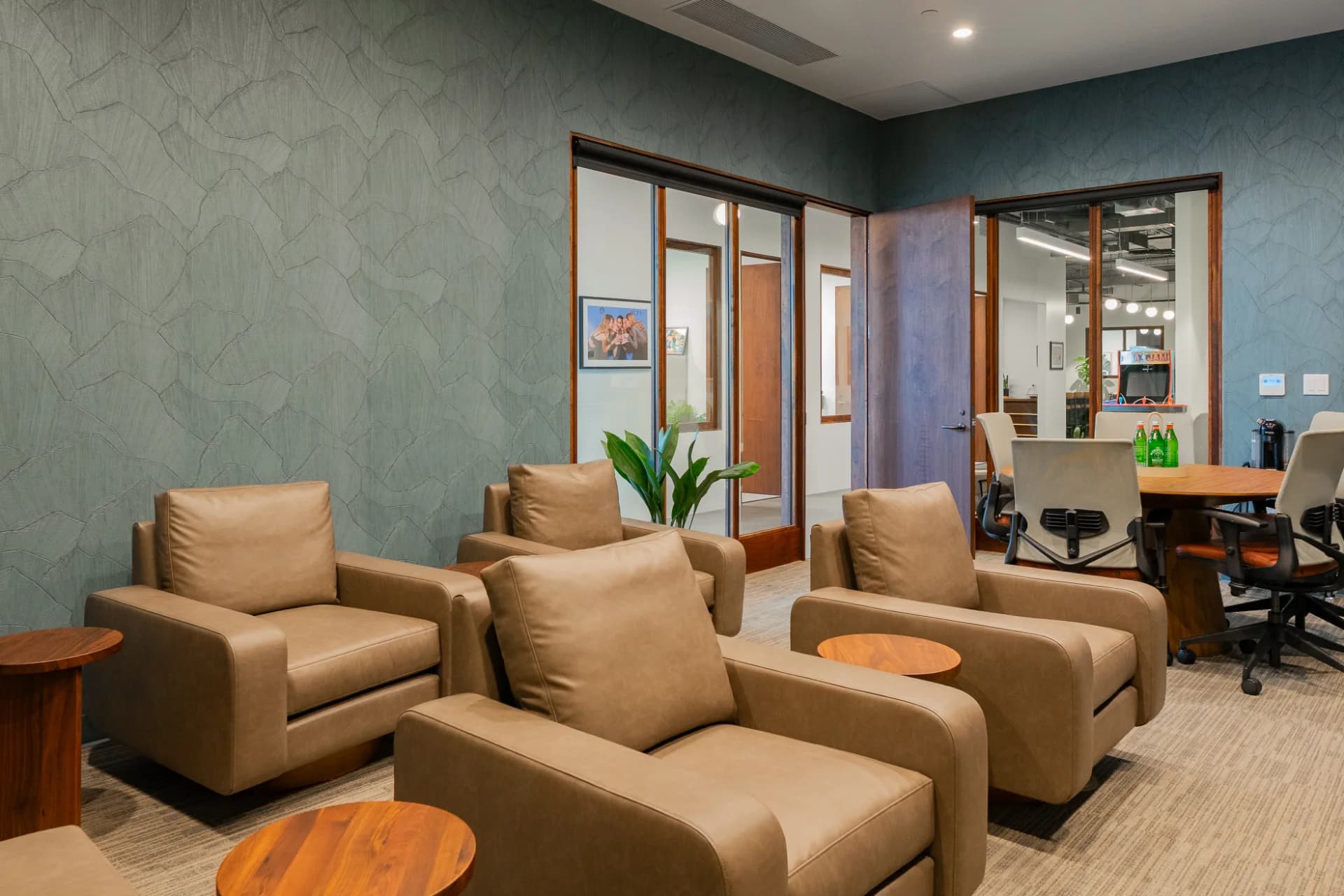 Open workspace with polished floors