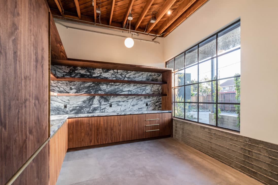 Interior with exposed ceiling