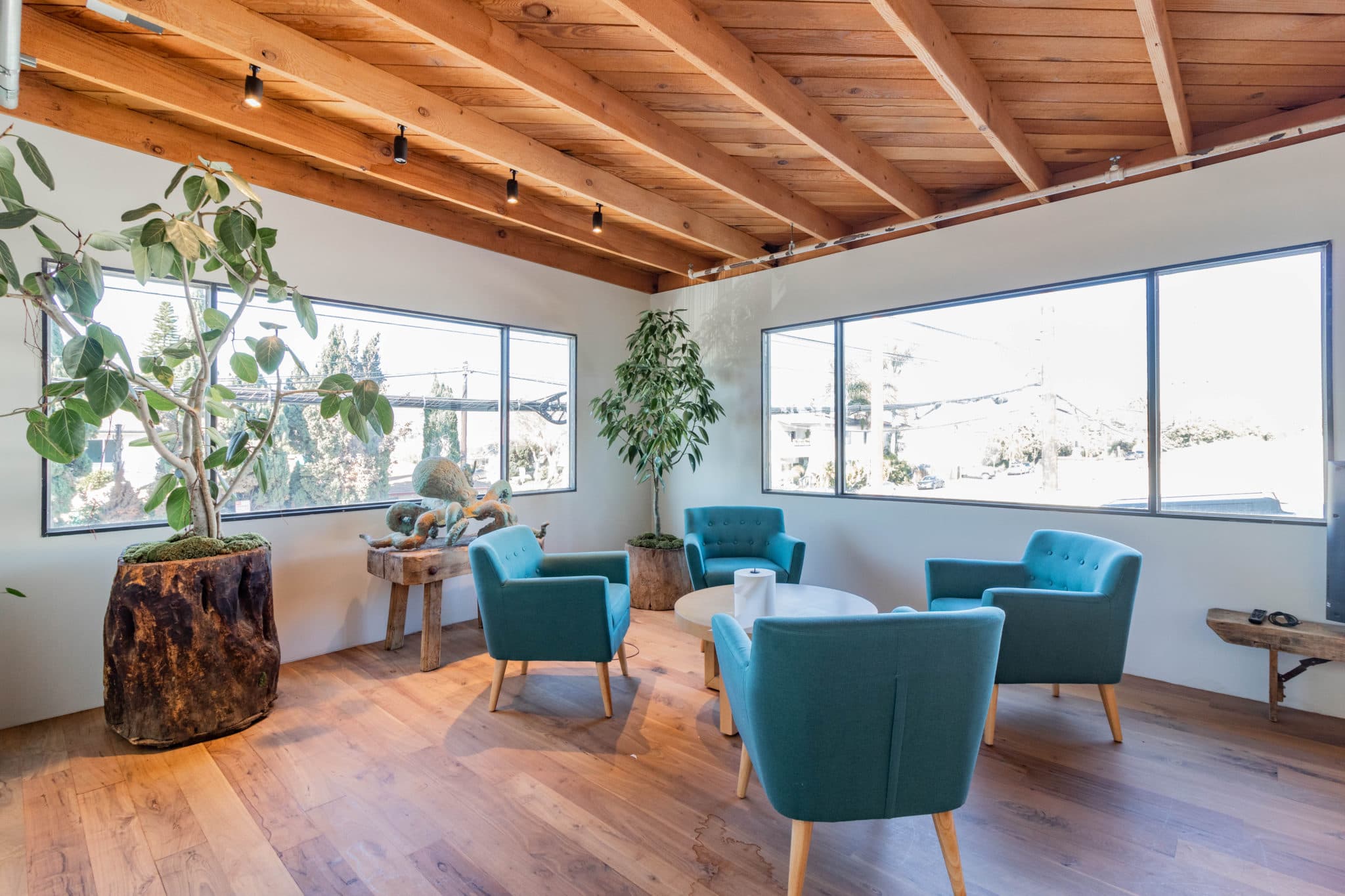 Open bay with exposed ceiling