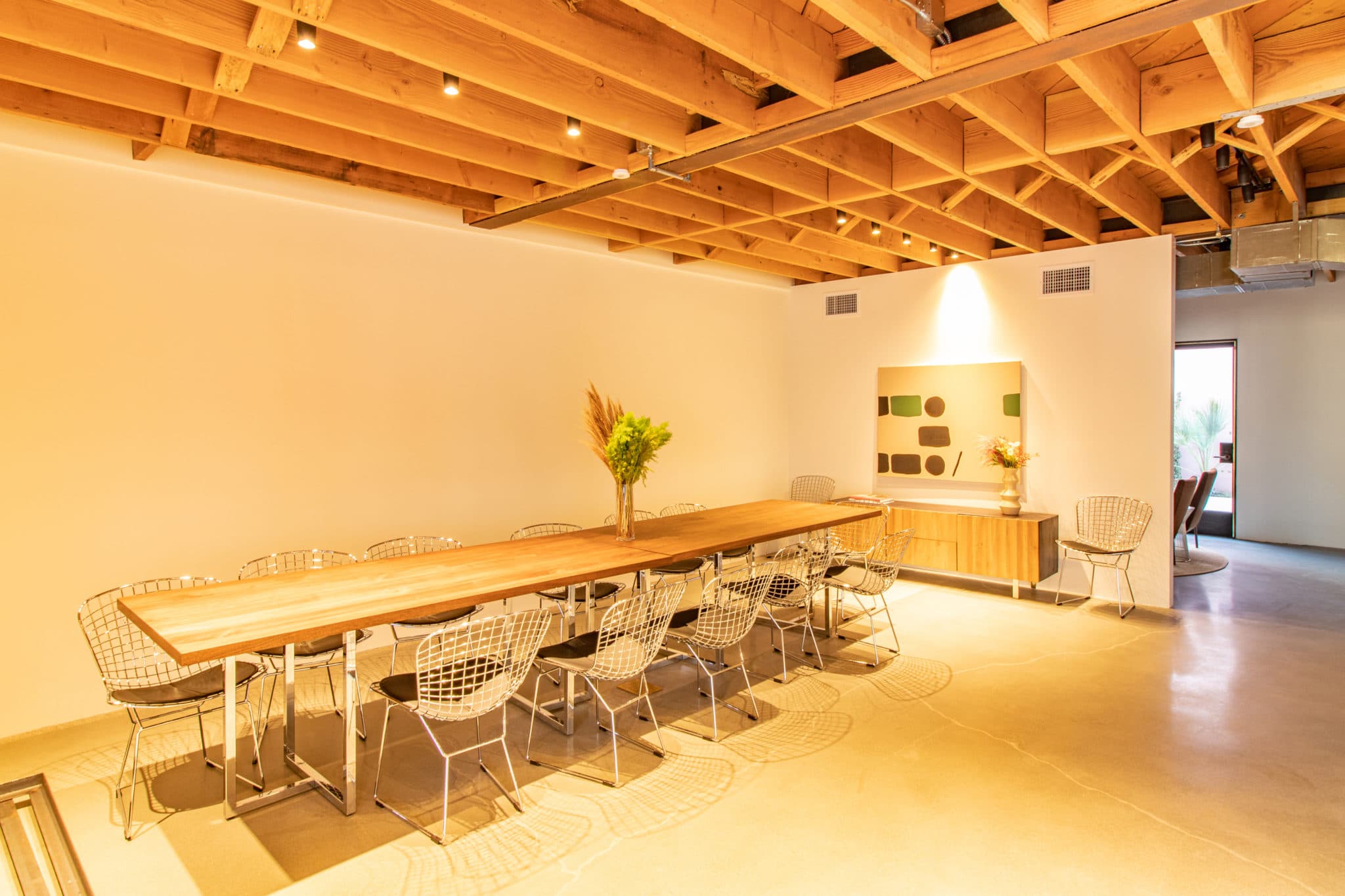 Interior perspective across the floor