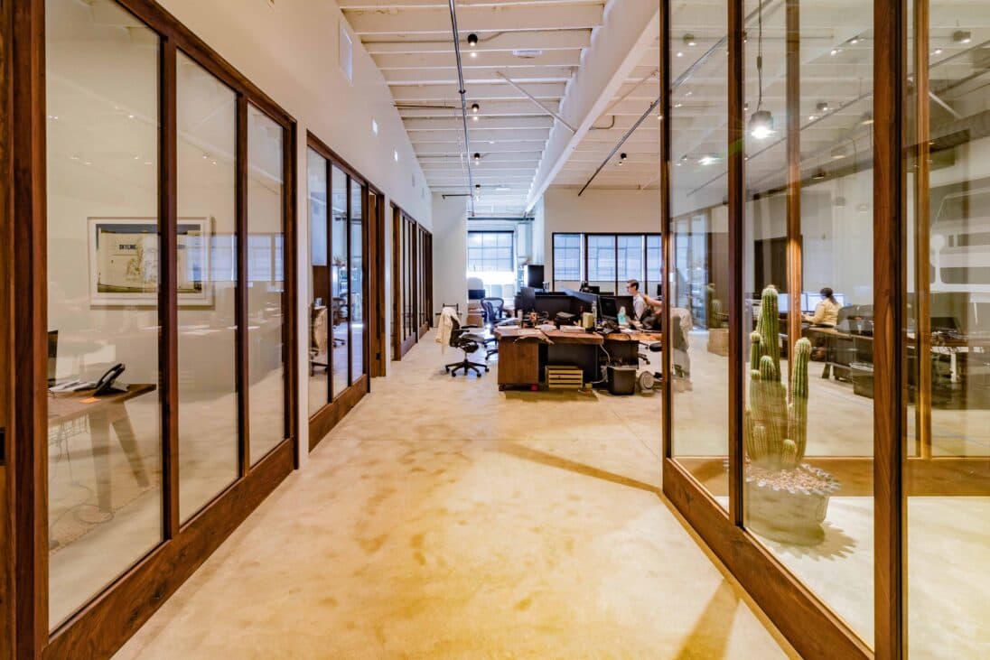 Interior with exposed ceiling