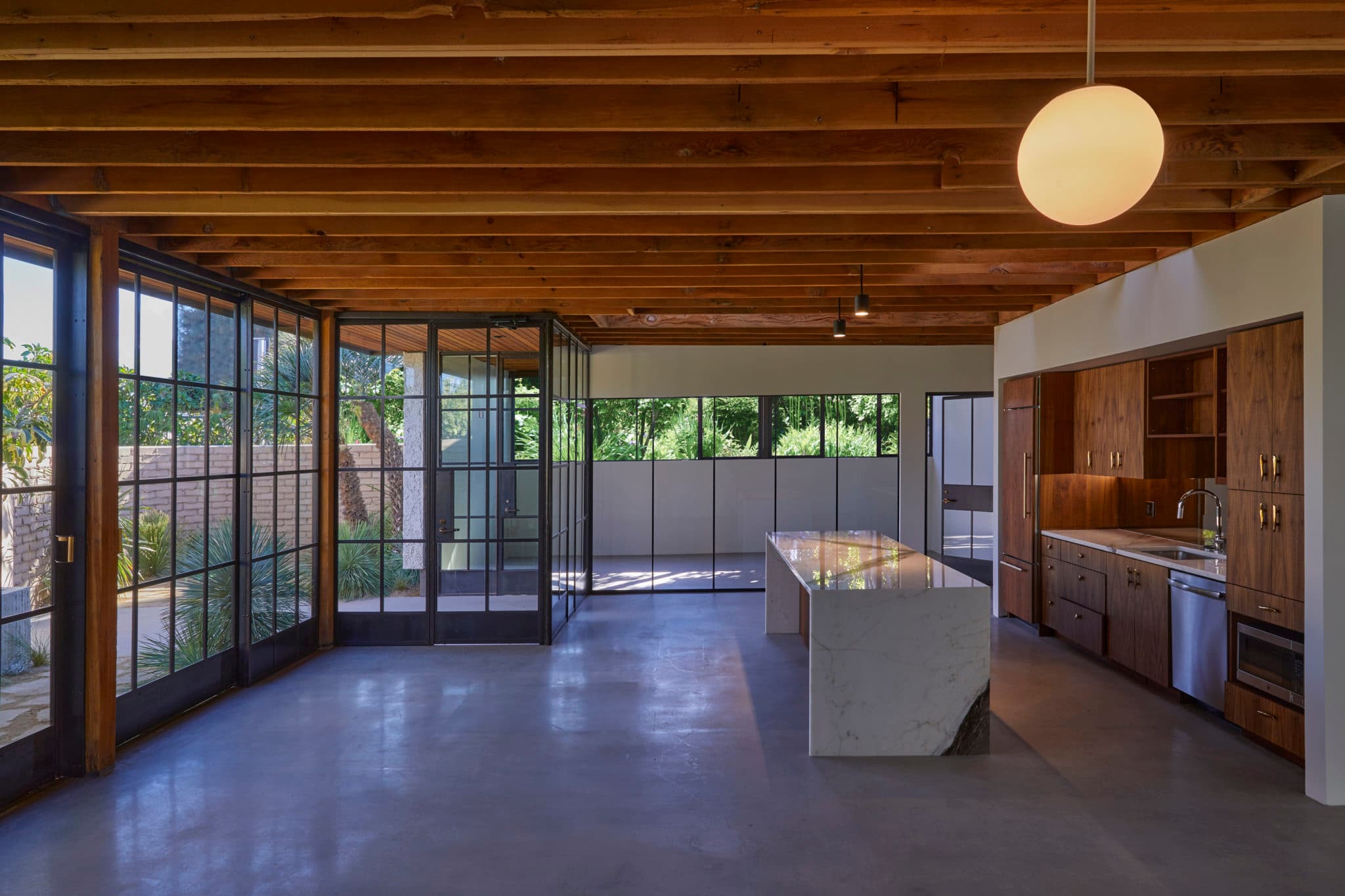 Interior with exposed ceiling