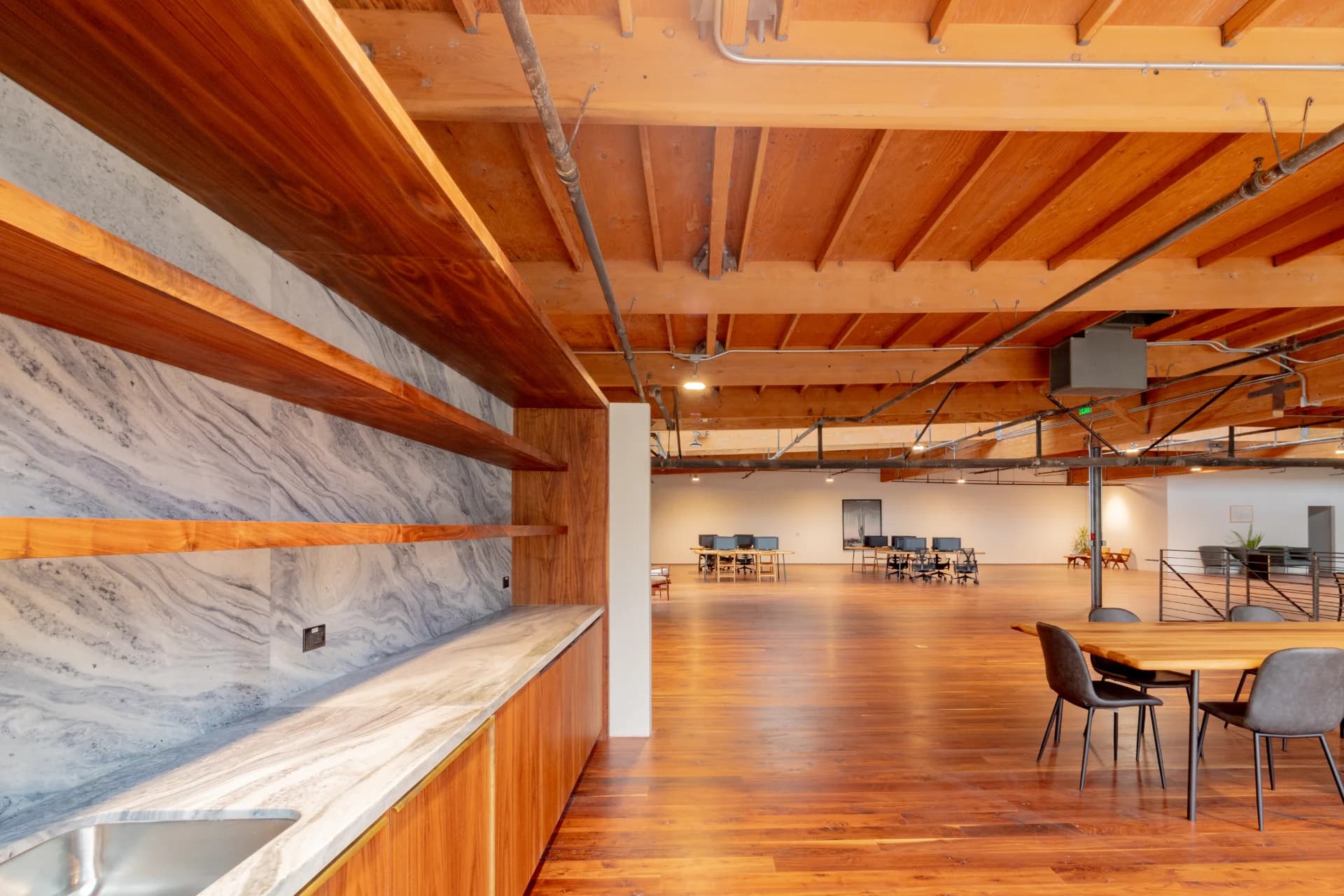 Workspace with polished floors